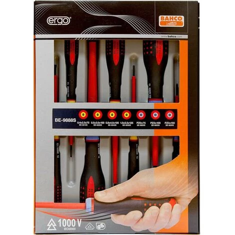 Bahco VDE Jeu De Tournevis 7 Pièces Vis à Fente, Vis Pozidriv 1 Bahco VDE Jeu De Tournevis 7 Pièces Vis à Fente, Vis Pozidriv