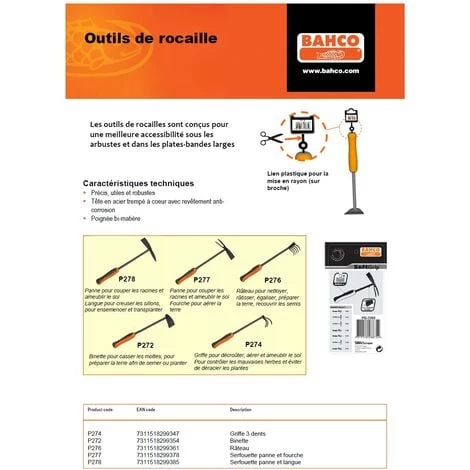 Petit Râteau Poignée Bimatière 440mm Bahco P276 2 Petit Râteau Poignée Bimatière 440mm Bahco P276 – Image 2