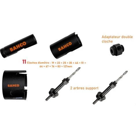 Ensemble De Scie Trépan Bahco 3833 14 Pièces Du 19 Au 127mm Avec Arbre Support Et Adaptateur 2 Ensemble De Scie Trépan Bahco 3833 14 Pièces Du 19 Au 127mm Avec Arbre Support Et Adaptateur – Image 2
