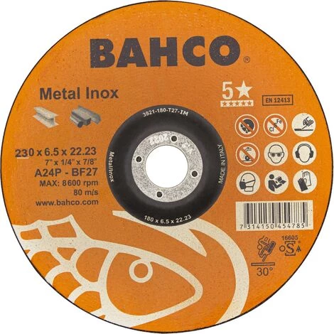 Disque à ébarber Pour Acier Inoxydable Et Métal Bahco 3921-230-T27-IM 1 Disque à ébarber Pour Acier Inoxydable Et Métal Bahco 3921-230-T27-IM