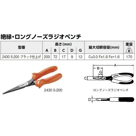 Pince Semi-circulaire 200Mm Bahco Ma Pointe Plate Isolée 1000V Manche En Plastique 2430 S-200 2 Pince Semi-circulaire 200Mm Bahco Ma Pointe Plate Isolée 1000V Manche En Plastique 2430 S-200 – Image 2