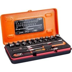 BAHCO Coffret 6715NZ De Cliquet 1/4 Avec 20 Douilles 6 Pans Américain Et Métrique