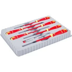 Bahco - Jeu De 7 Tournevis Isolés VDE BahcoFit, Avec Manche Multi-composants Et Testeur De Tension 150-250 V - B220.027