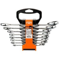 Bahco Jeu De Clés Mixtes Plates à Cliquet, 8 Pcs, Support Plastique - 1rm/sh8