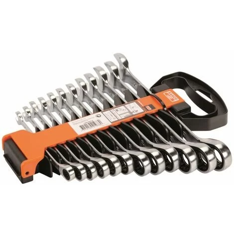 BAHCO Clés Mixtes à Cliquet Fixé. 12 Pcs. Dans Le Support En Matière Plastique 1 BAHCO Clés Mixtes à Cliquet Fixé. 12 Pcs. Dans Le Support En Matière Plastique