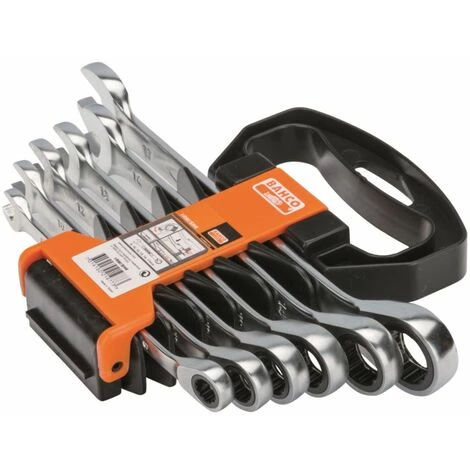 BAHCO CLIQUET RING SPANNER SET. 6-TLG. PORTE EN PLASTIQUE 1 BAHCO CLIQUET RING SPANNER SET. 6-TLG. PORTE EN PLASTIQUE