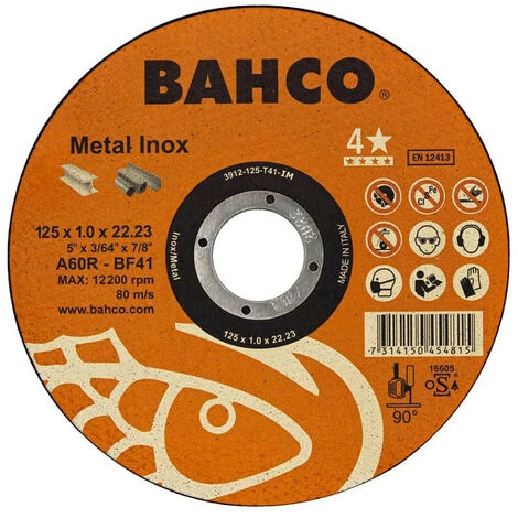 Disque à Tronçonner Ø125 Mm Pour Acier Et Métal - BAHCO 3911-125-T41-IM 1 Disque à Tronçonner Ø125 Mm Pour Acier Et Métal - BAHCO 3911-125-T41-IM