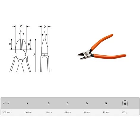 Pince Coupante Diagonale Bahco 2100PD-150 Pour Plastique 2 Pince Coupante Diagonale Bahco 2100PD-150 Pour Plastique – Image 2
