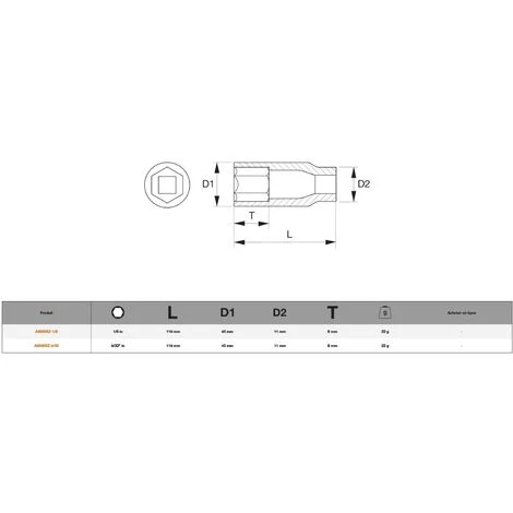 Douille Longue 1/4 6 Pans En Pouces Bahco A6800SZ-5/32 Taille 5/32 2 Douille Longue 1/4 6 Pans En Pouces Bahco A6800SZ-5/32 Taille 5/32 – Image 2