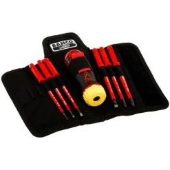 BAHCO - Tvis à Cliquet Isolé, Jeu De Lames Interchangeables Pr Vis à Fente Et Vis PZ-6pc