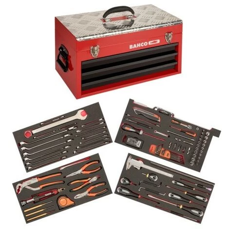 BAHCO - Caisse à Outils Métallique Composition Aviation - 124 Outils 1 BAHCO - Caisse à Outils Métallique Composition Aviation - 124 Outils