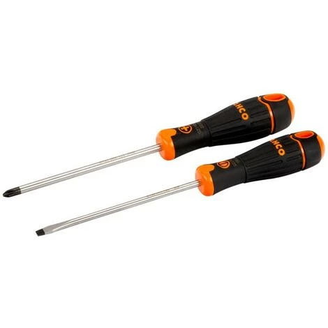 BAHCO - Jeu De Tournevis Vis à Fente/Phillips Avec Poignée En Caoutchouc - 2 Pcs 1 BAHCO - Jeu De Tournevis Vis à Fente/Phillips Avec Poignée En Caoutchouc - 2 Pcs