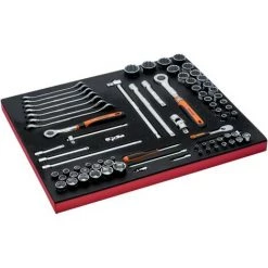 BAHCO - Jeu De Douilles Et Clés, Module Mousse 3/3 Fit&Go - 75 pcs