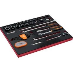 BAHCO - Jeu De Mètres Ruban/douilles/embouts, Module Mousse 3/3 Fit&Go - 71 Pcs