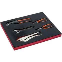 BAHCO - Jeu De Pinces/clés à Molette, Module Mousse 2/3 Fit&Go - 5 pcs