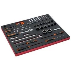 BAHCO - Jeu De Tournevis/douilles 1/4" Et 1/2", Module Mousse 3/3 Fit&Go - 77 pcs