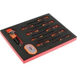 BAHCO - Jeu De Tournevis/clés Mâles 6 pans/embouts, Module Mousse 2/3 Fit&Go - 49 pcs