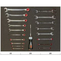 BAHCO - Jeu De Clés Mixtes Et De Clés à Fourche Doubles, Module Mousse 3/3 Fit&Go - 19pc