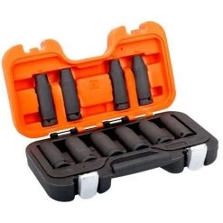 BAHCO - Jeu De Douilles à Choc Longues 6 Pans 1/2", Dimensions Métriques - 10 pièces