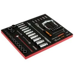 BAHCO - Jeu D'extracteur/cliquet à Tête Ronde/douilles, Module Mousse 3/3 Fit&Go - 58 pc