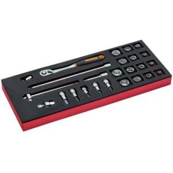 BAHCO - Jeu De Cliquets Et Douilles 3/8", Module Mousse 1/3 Fit&Go - 25 pcs