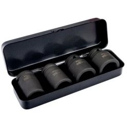 BAHCO - Jeu De Douilles à Choc Renforcées 6 Pans 1/2", Dimensions Métriques - 4 pièces