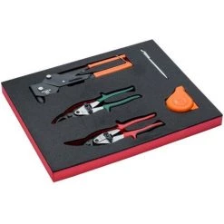 BAHCO - Jeu Cisailles à Tôle/pince à Riveter/mètre Ruban, Module Mousse 2/3 Fit&Go - 5pc