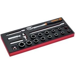 BAHCO - Jeu De Cliquets à Tête Ronde Et Douilles 1/2", Module Mousse 1/3 Fit&Go - 21 pcs