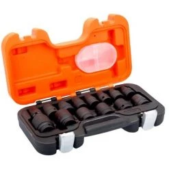 BAHCO - Jeu De Douilles à Choc 6 Pans 1/2", Dimensions Métriques - 14 pièces
