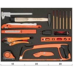 BAHCO - Kit D'outils De Frappe Et De Coupe, Module Mousse 3/3 Fit&Go - 10 pcs