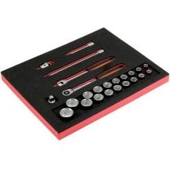 BAHCO - Jeu De Cliquets Et Douilles 1/2", Module Mousse 2/3 Fit&Go - 24 pcs