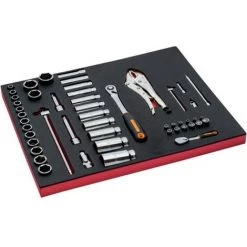 BAHCO - Jeu De Douilles Et Cliquets à Tête Ronde, Module Mousse 3/3 Fit&Go - 50 pcs