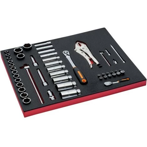 BAHCO - Jeu De Douilles Et Cliquets à Tête Ronde, Module Mousse 3/3 Fit&Go - 50 pcs 1 BAHCO - Jeu De Douilles Et Cliquets à Tête Ronde, Module Mousse 3/3 Fit&Go - 50 pcs