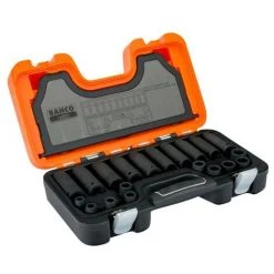 BAHCO - Jeu Mixte De Douilles à Choc 6 Pans 1/2", Dimensions Métriques, 20 pièces